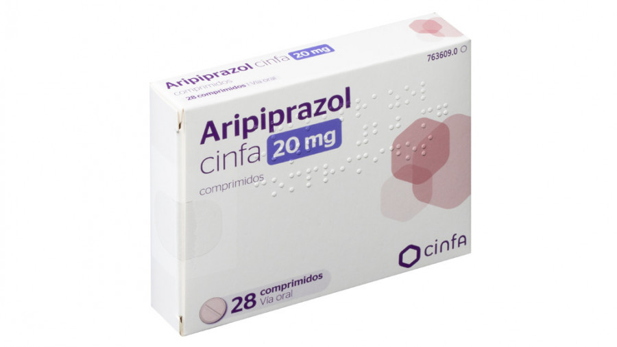 ARIPIPRAZOL CINFA 20 MG COMPRIMIDOS, 28 comprimidos fotografía del envase.