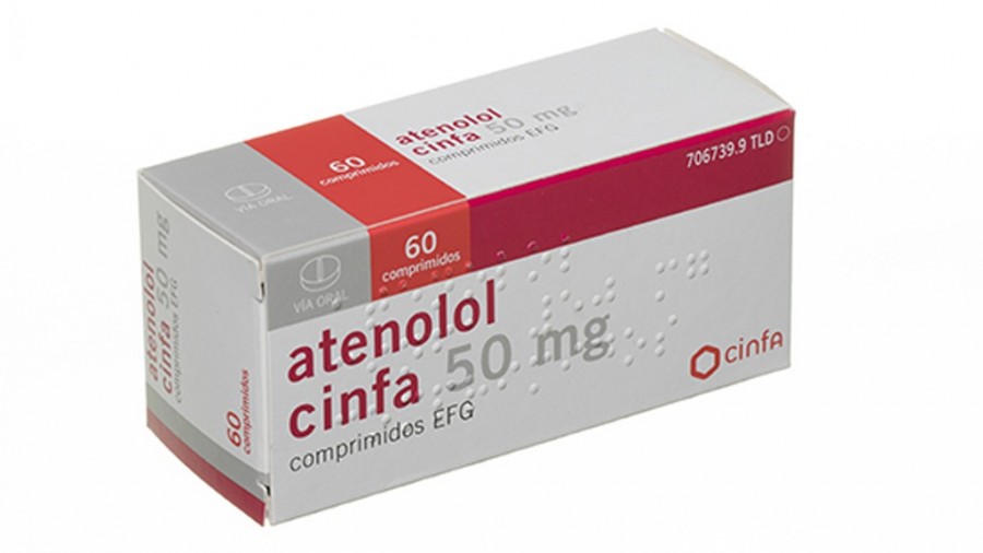 ATENOLOL CINFA 50 mg COMPRIMIDOS EFG , 60 comprimidos fotografía del envase.