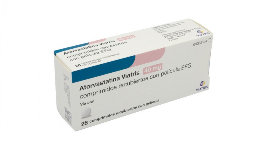 ATORVASTATINA VIATRIS 40 MG COMPRIMIDOS RECUBIERTOS CON PELICULA EFG, 28 comprimidos (OPA/Al/PVC/Al) fotografía del envase.