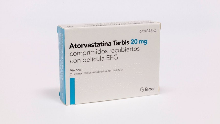 ATORVASTATINA TARBIS 20 mg COMPRIMIDOS RECUBIERTOS CON PELICULA EFG, 28 comprimidos fotografía del envase.