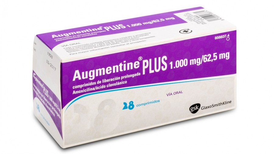 AUGMENTINE PLUS 1.000 mg/62,5 mg COMPRIMIDOS DE LIBERACION PROLONGADA , 20 comprimidos fotografía del envase.