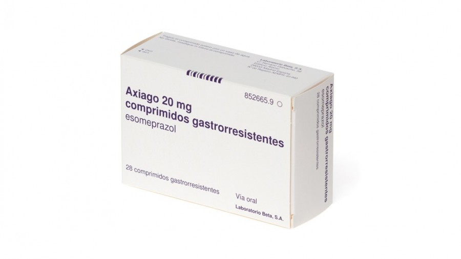 AXIAGO 20 mg COMPRIMIDOS GASTRORRESISTENTES, 14 comprimidos fotografía del envase.