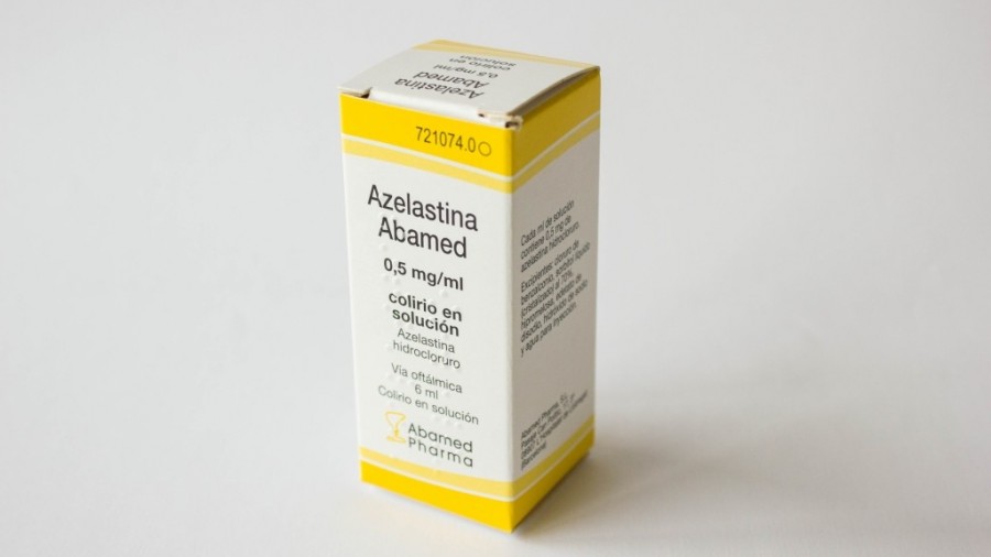 AZELASTINA ABAMED 0,5 MG/ML COLIRIO EN SOLUCION, 1 frasco de 6 ml fotografía del envase.
