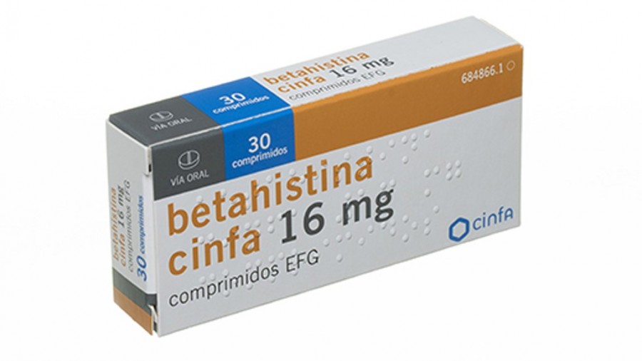 BETAHISTINA CINFA 16 mg COMPRIMIDOS EFG, 30 comprimidos fotografía del envase.