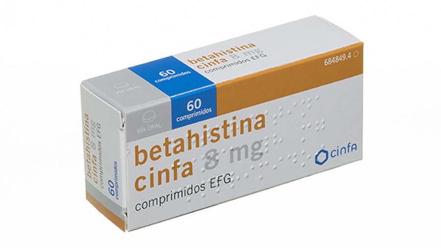 BETAHISTINA CINFA 8 mg COMPRIMIDOS EFG, 60 comprimidos fotografía del envase.