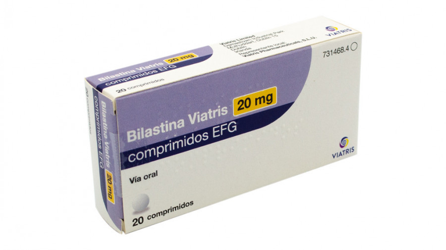 BILASTINA VIATRIS 20 MG COMPRIMIDOS EFG, 20 comprimidos fotografía del envase.