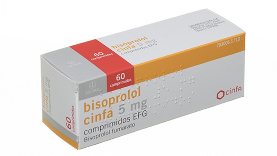 BISOPROLOL CINFA 5 MG COMPRIMIDOS EFG , 30 comprimidos (Blister PVC/PVDC-ALUMINIO) fotografía del envase.