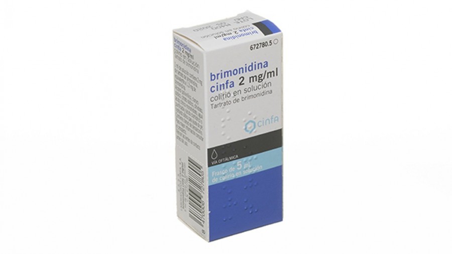 BRIMONIDINA CINFA 2 mg/ml COLIRIO EN SOLUCION , 1 frasco de 5 ml fotografía del envase.