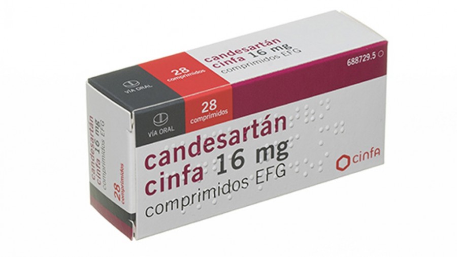 CANDESARTAN CINFA 16 mg COMPRIMIDOS EFG, 28 comprimidos fotografía del envase.