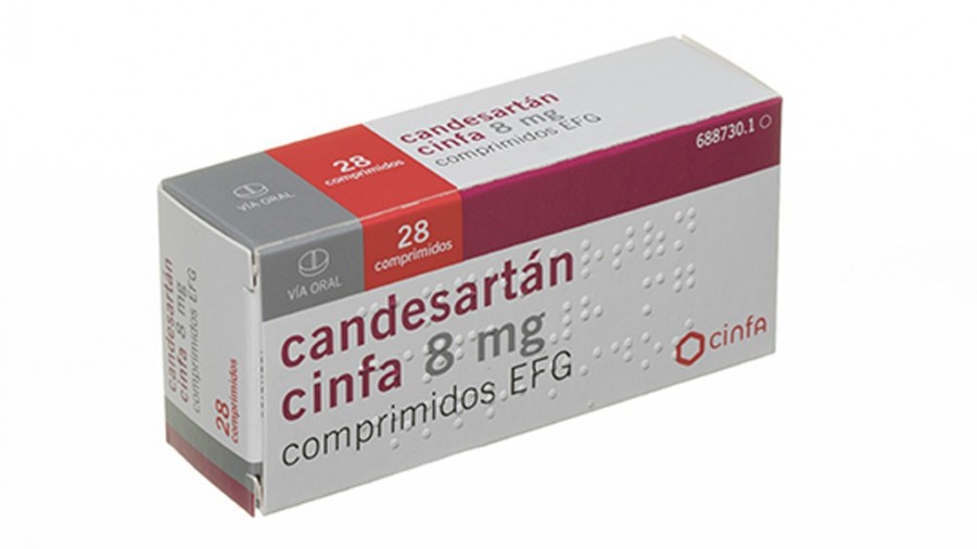 CANDESARTAN CINFA 8 mg COMPRIMIDOS EFG, 28 comprimidos fotografía del envase.