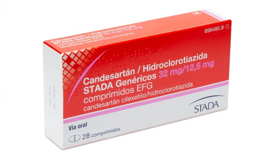 CANDESARTAN/HIDROCLOROTIAZIDA STADA GENERICOS  32 mg/12.5 mg COMPRIMIDOS EFG , 28 comprimidos fotografía del envase.