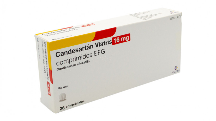 CANDESARTAN VIATRIS 16 MG COMPRIMIDOS EFG, 28 comprimidos fotografía del envase.