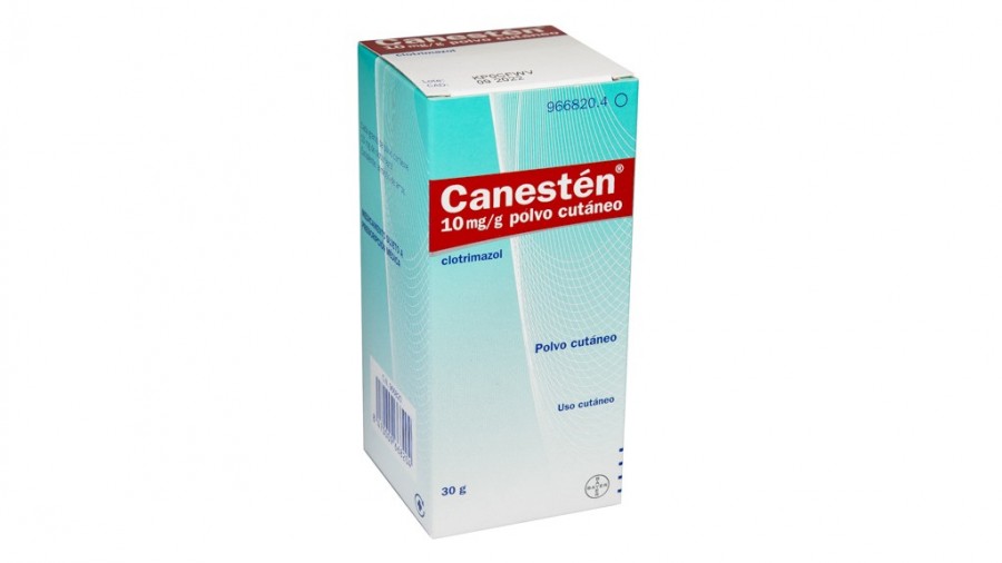 CANESTEN 10 mg/g POLVO CUTANEO, 1 frasco de 30 g fotografía del envase.