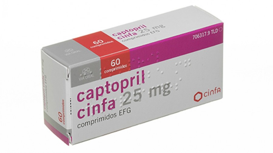 CAPTOPRIL CINFA 25 mg COMPRIMIDOS EFG , 60 comprimidos fotografía del envase.
