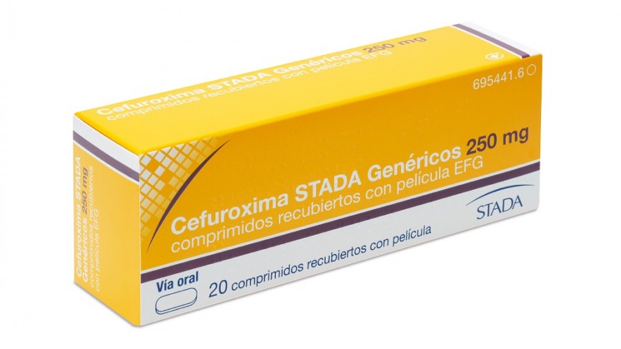 CEFUROXIMA STADA 250 MG COMPRIMIDOS RECUBIERTOS CON PELÍCULA EFG , 12 comprimidos fotografía del envase.