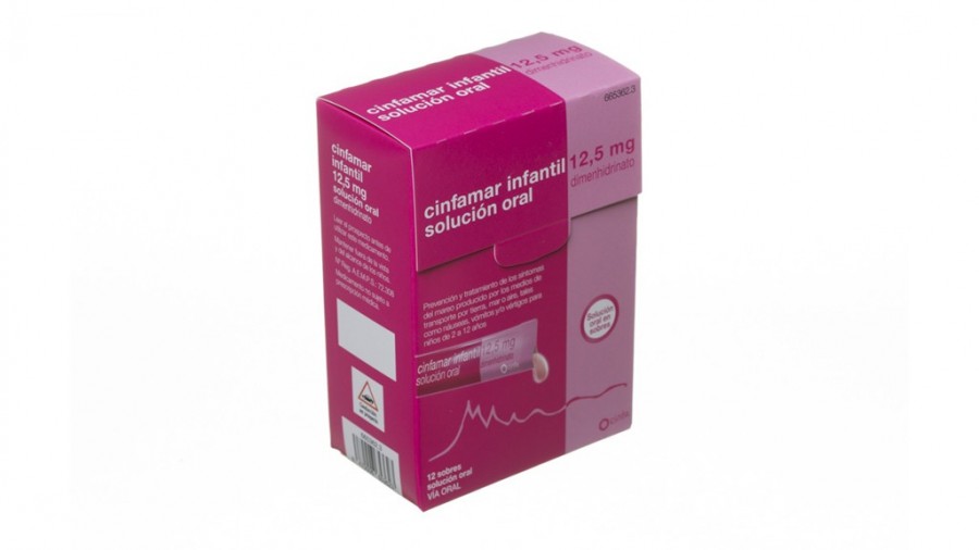 CINFAMAR INFANTIL 12,5 mg SOLUCION ORAL , 12 envases unidosis de 5 ml fotografía del envase.