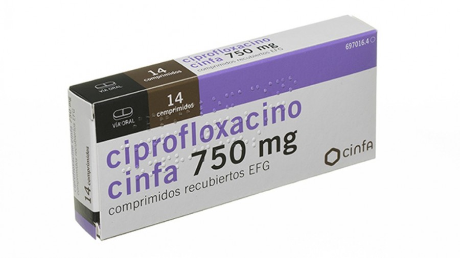 CIPROFLOXACINO CINFA 750 MG COMPRIMIDOS RECUBIERTOS EFG , 10 comprimidos fotografía del envase.