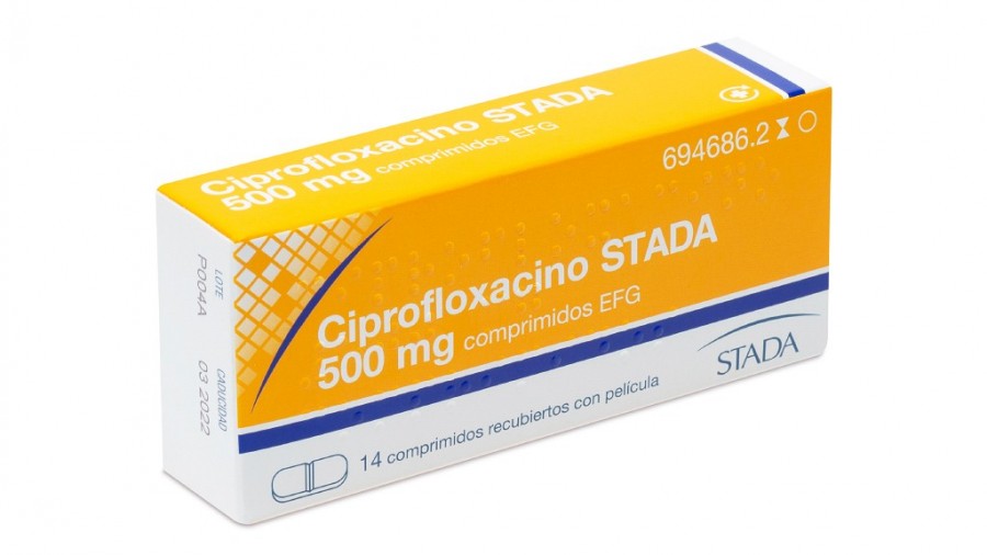 CIPROFLOXACINO STADA 500 mg COMPRIMIDOS RECUBIERTOS CON PELICULA EFG , 20 comprimidos fotografía del envase.