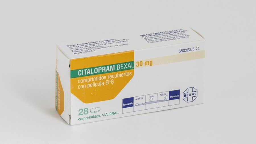 CITALOPRAM BEXAL 30 mg COMPRIMIDOS RECUBIERTOS CON PELICULA EFG , 56 comprimidos fotografía del envase.