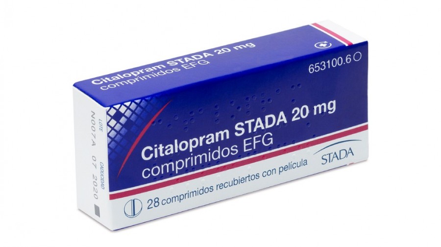 CITALOPRAM STADA 20 mg COMPRIMIDOS RECUBIERTOS CON PELICULA EFG , 56 comprimidos fotografía del envase.