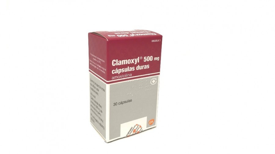 CLAMOXYL 500 mg CAPSULAS DURAS , 20 cápsulas fotografía del envase.