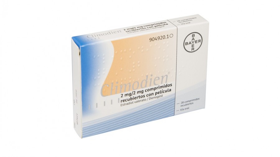 CLIMODIEN 2/2 mg COMPRIMIDOS RECUBIERTOS, 28 comprimidos fotografía del envase.