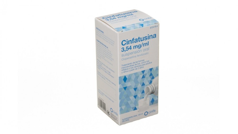 CINFATUSINA 3,54 mg/ml SUSPENSIÓN ORAL, 1 frasco de 120 ml (vidrio) fotografía del envase.