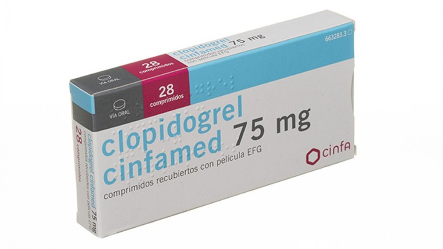 CLOPIDOGREL CINFAMED 75 mg COMPRIMIDOS RECUBIERTOS CON PELICULA EFG, 50 comprimidos fotografía del envase.
