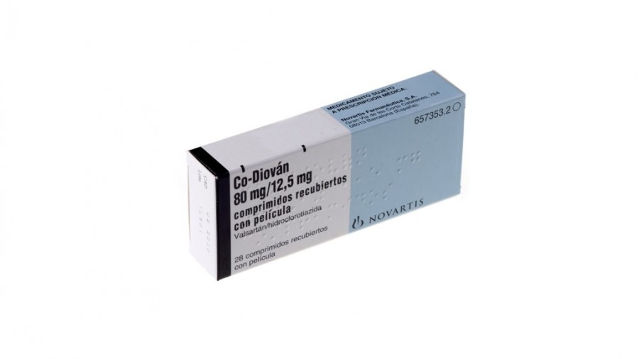 CO-DIOVAN 80 mg/12,5 mg COMPRIMIDOS RECUBIERTOS CON PELICULA, 28 comprimidos (AL/PVC/PVDC) fotografía del envase.