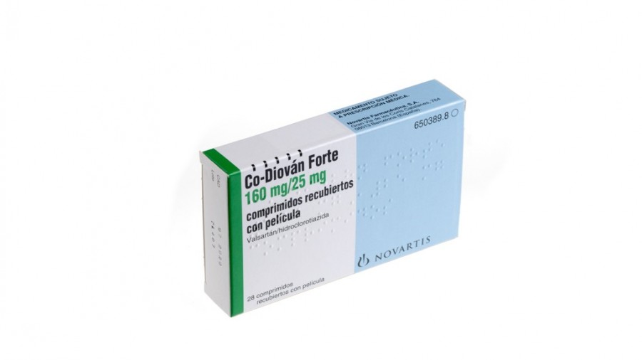 CO-DIOVAN FORTE 160 mg/25 mg COMPRIMIDOS RECUBIERTOS CON PELICULA, 28 comprimidos (AL/PVC/PVDC) fotografía del envase.