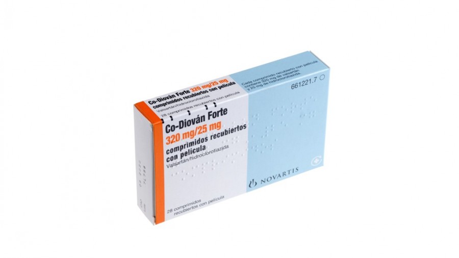 CO-DIOVAN FORTE 320 mg/25 mg COMPRIMIDOS RECUBIERTOS CON PELICULA , 28 comprimidos fotografía del envase.