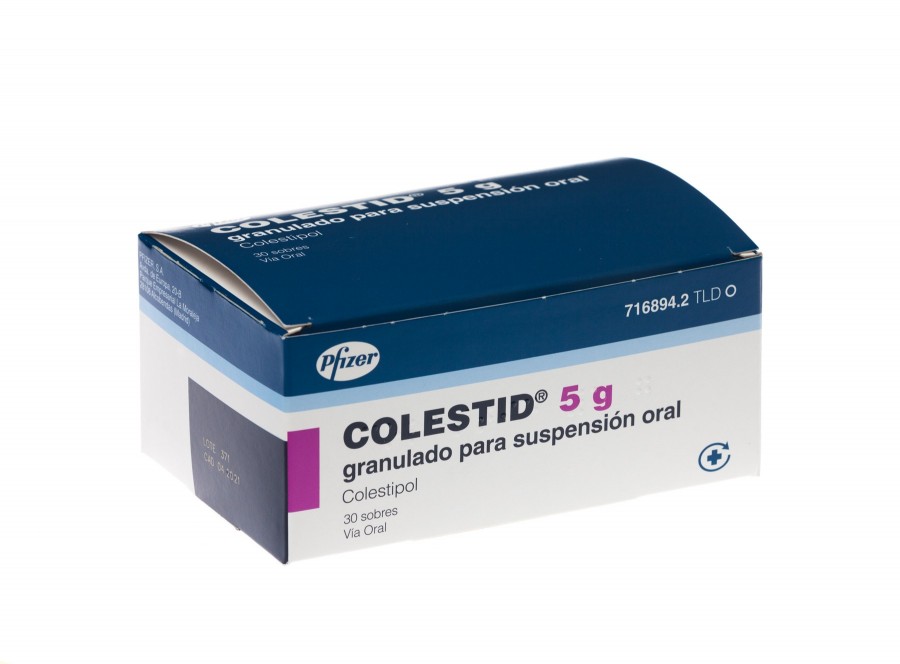 COLESTID 5 g GRANULADO PARA SUSPENSION ORAL, 30 sobres. Precio 13.55€.