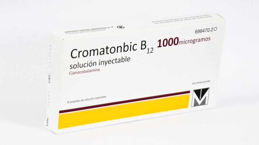 CROMATONBIC B12 1000 INYECTABLE, 8 ampollas de 1 ml fotografía del envase.