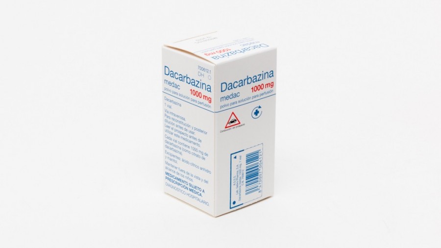 DACARBAZINA MEDAC 1000 mg POLVO PARA SOLUCION  PARA PERFUSION, 1 vial fotografía del envase.