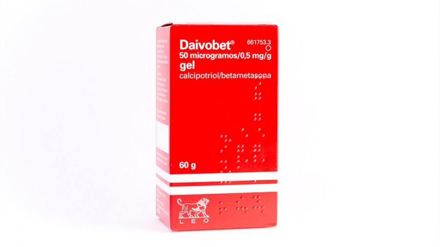 DAIVOBET 50 microgramos/0,5 mg/g GEL , 1 cartucho de 60 g y cabezal aplicador fotografía del envase.