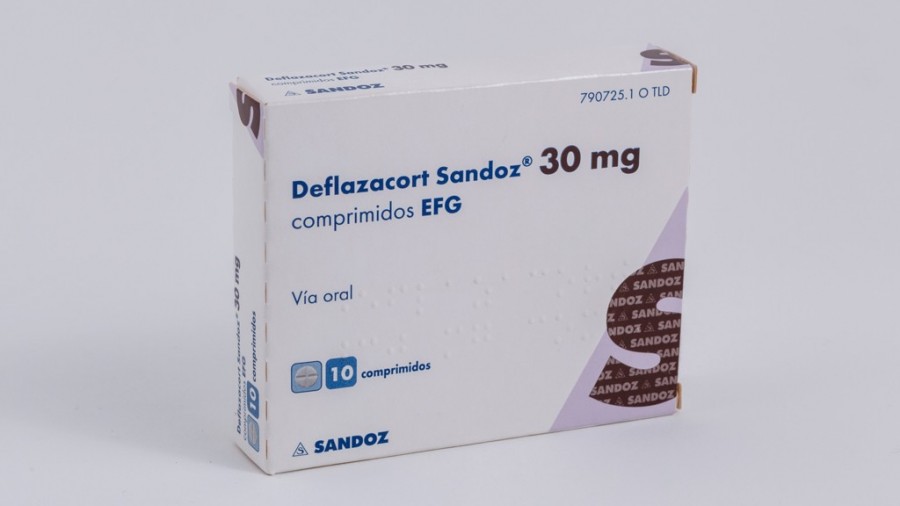 DEFLAZACORT SANDOZ 30 mg COMPRIMIDOS EFG, 10 comprimidos fotografía del envase.