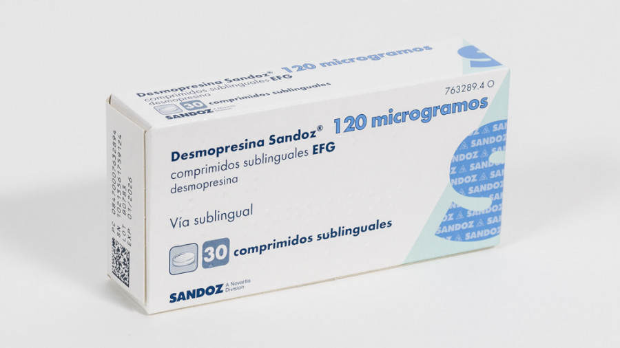 DESMOPRESINA SANDOZ 120 MICROGRAMOS COMPRIMIDOS SUBLINGUALES EFG, 30 comprimidos fotografía del envase.