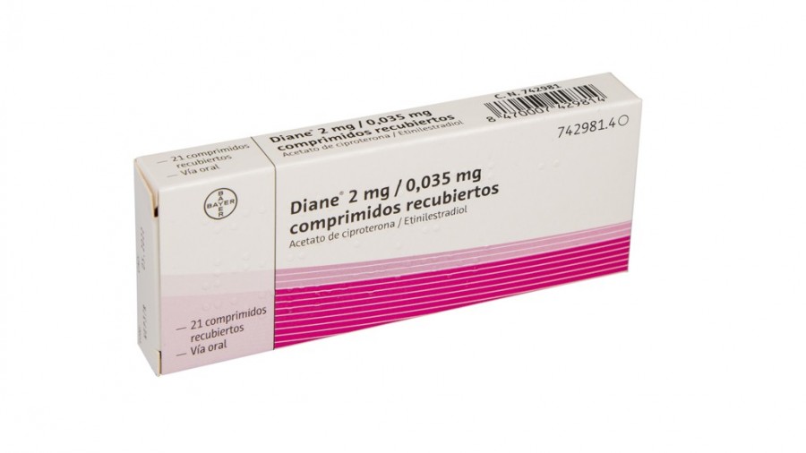 DIANE 2 mg/0,035 mg COMPRIMIDOS RECUBIERTOS , 21 comprimidos fotografía del envase.