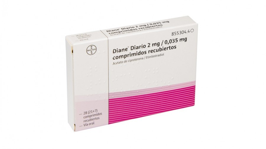 DIANE DIARIO 2 mg/0,035 mg COMPRIMIDOS RECUBIERTOS , 28 comprimidos fotografía del envase.
