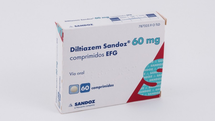 DILTIAZEM SANDOZ 60 mg COMPRIMIDOS EFG , 60 comprimidos fotografía del envase.