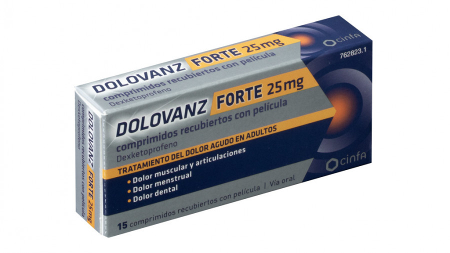 DOLOVANZ FORTE 25 MG COMPRIMIDOS RECUBIERTOS CON PELICULA, 15 comprimidos fotografía del envase.