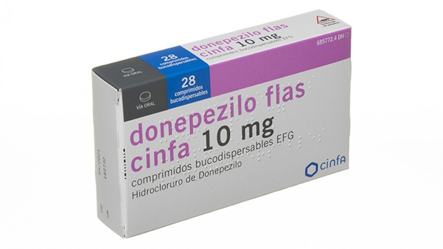 DONEPEZILO FLAS CINFA 10 mg COMPRIMIDOS BUCODISPERSABLES EFG, 28 comprimidos fotografía del envase.
