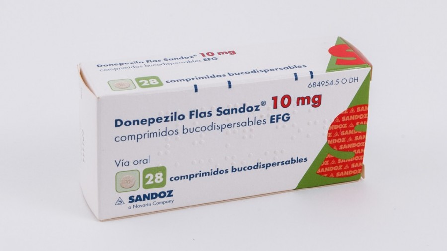 DONEPEZILO FLAS SANDOZ 10 mg COMPRIMIDOS BUCODISPERSABLES EFG 28 comprimidos fotografía del envase.