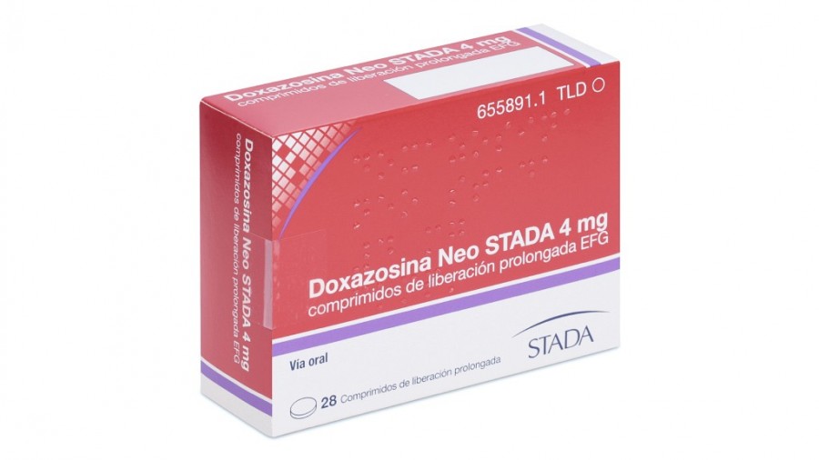 DOXAZOSINA NEO STADA 4 mg COMPRIMIDOS DE LIBERACION PROLONGADA EFG, 28 comprimidos (Blister) fotografía del envase.