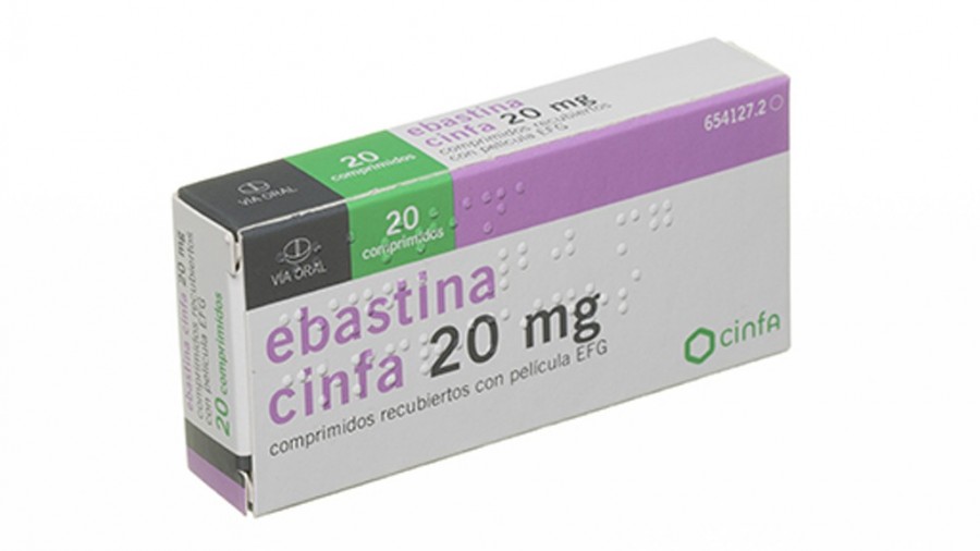 EBASTINA CINFA 20 mg COMPRIMIDOS RECUBIERTOS CON PELICULA EFG, 20 comprimidos fotografía del envase.