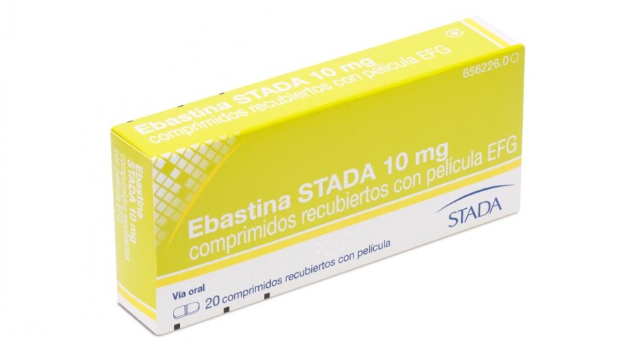 EBASTINA STADA 10 mg COMPRIMIDOS RECUBIERTOS CON PELICULA EFG, 20 comprimidos fotografía del envase.
