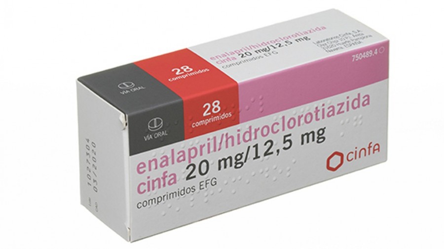 ENALAPRIL/HIDROCLOROTIAZIDA CINFA 20/12,5 mg COMPRIMIDOS EFG , 500 comprimidos fotografía del envase.