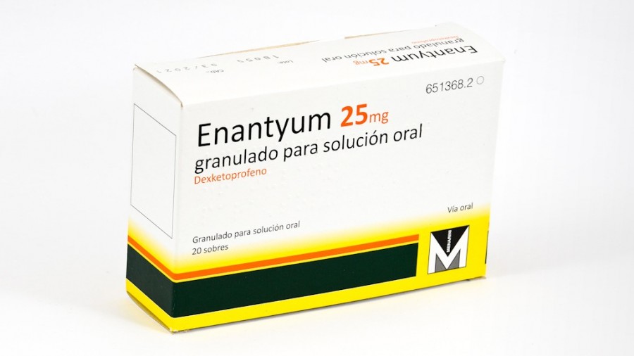 ENANTYUM 25 mg, GRANULADO PARA SOLUCION ORAL , 20 sobres fotografía del envase.
