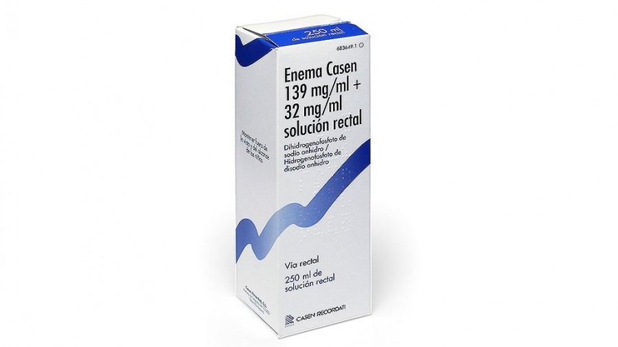 ENEMA CASEN 139 mg/ml + 32 mg/ml SOLUCIÓN RECTAL , 1 enema de 250 ml fotografía del envase.