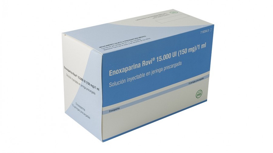ENOXAPARINA ROVI 15.000 UI (150 MG)/1 ML SOLUCION INYECTABLE EN JERINGA PRECARGADA, 30 jeringas precargadas de 1 ml fotografía del envase.